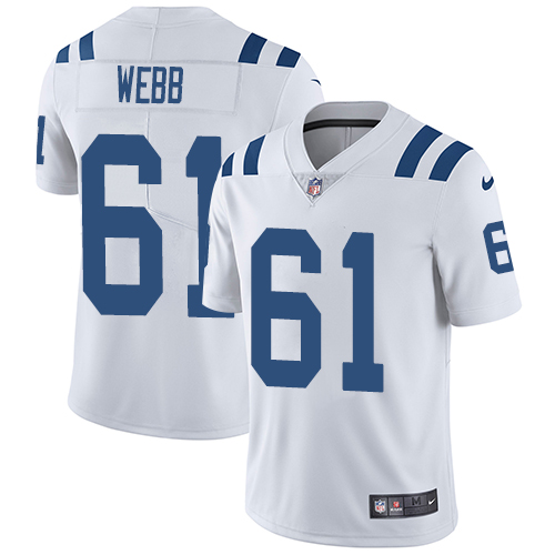 Indianapolis Colts 61 Limited Webb White Nike NFL Road Men Vapor Untouchable jerseys